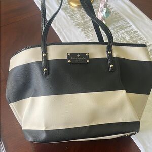 Kate Spade Black and White Striped Tote Bag